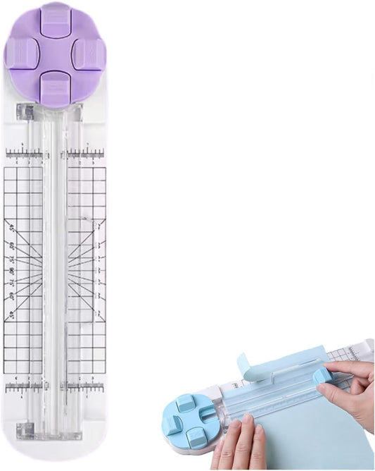 4-in-1 Multi-Function Paper Trimmer,Bidirectional Papers Cutter, Equipped with Straight,4 in 1 Paper Cutter 4 Styles Craft Paper Cutter Multi-Function Scrapbooking Tool (Purple)