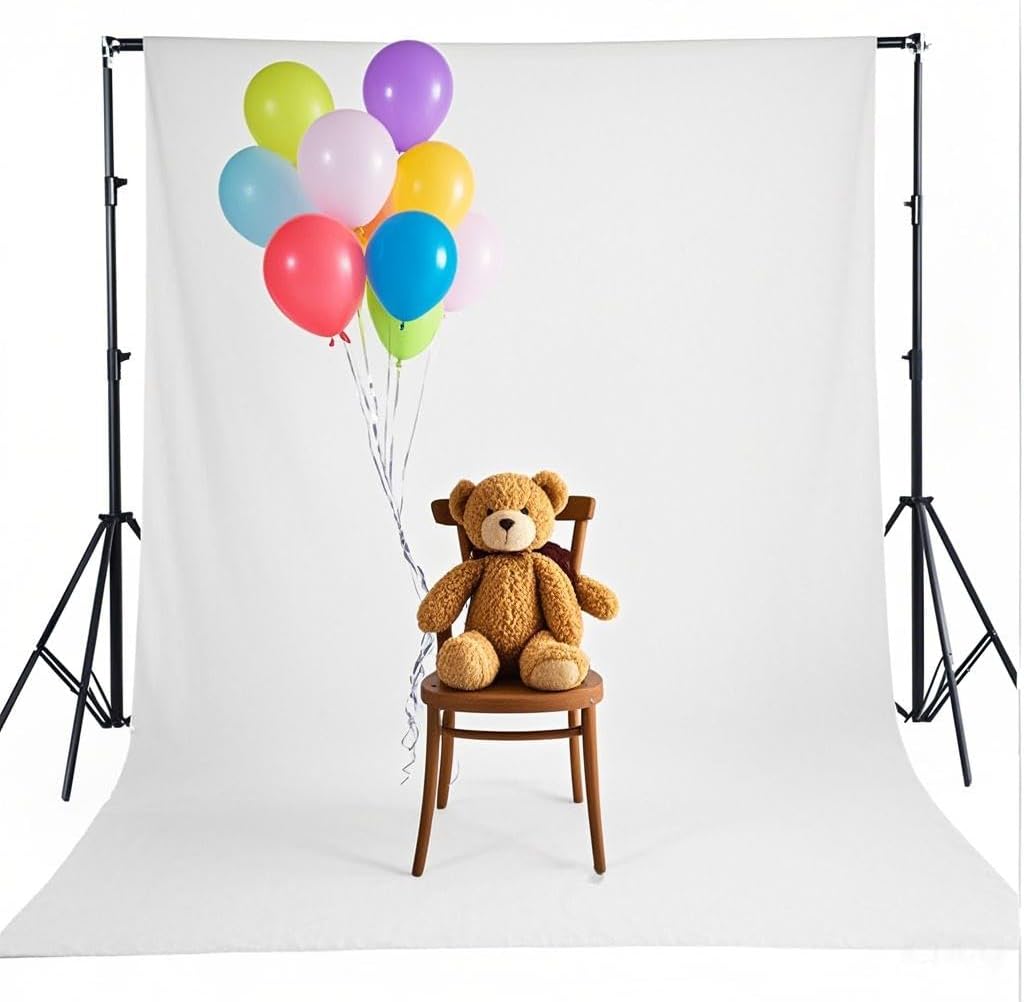 6X9 ft Photo Backdrop White Backdrop for Photoshoot, Non-Reflective Soft White Backdrop for Home Studio, Baby Photography, YouTube Content & Live Streaming（only 1x Background）