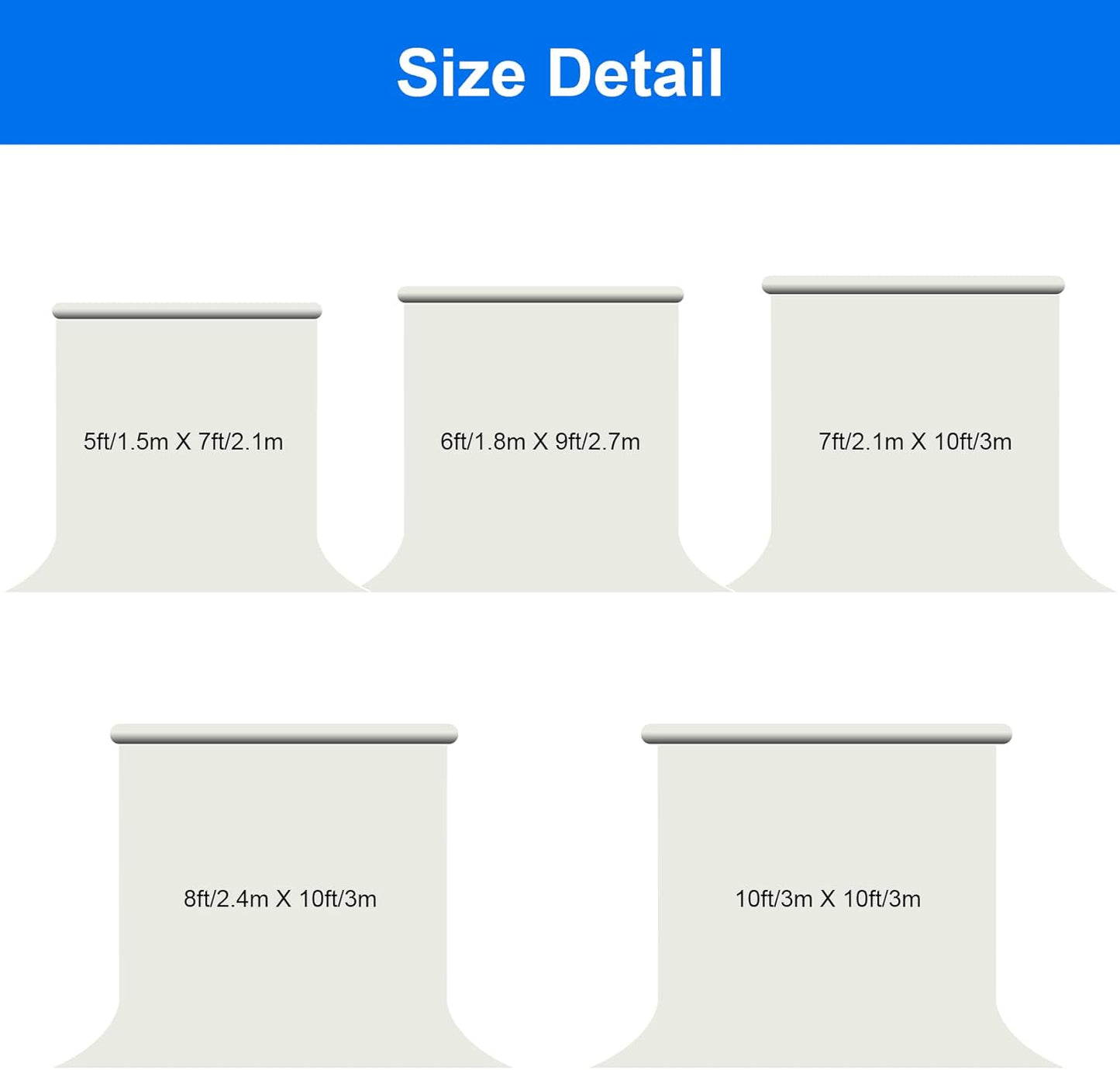 Joccun 5X7FT Light Blue Backdrop Background for Photography,Polyester Backdrop Curtain Background Screen for Photography,Photoshoot,Video Recording,Studio, Minimum Fit Stand Width of 7FT