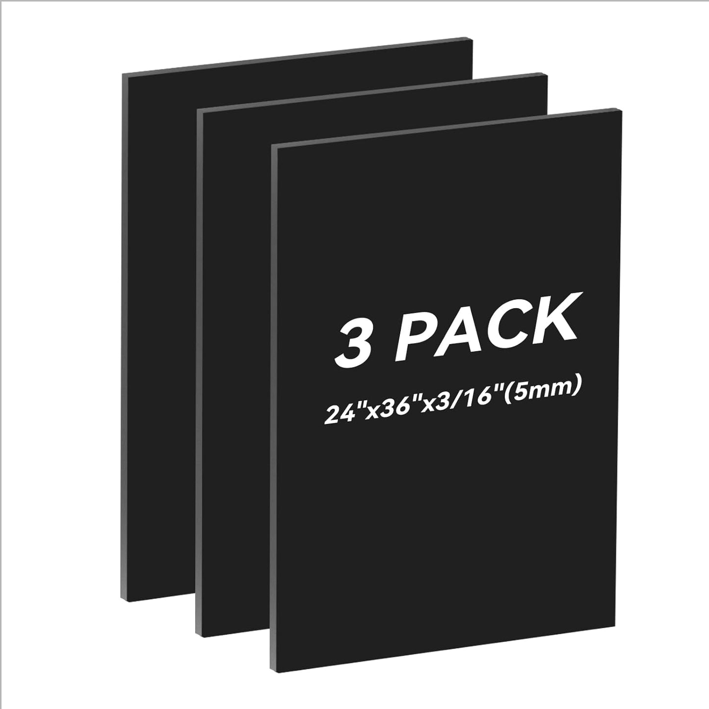 3 Pack Black Foam Board 24x36 3/16 Thick Foam Core Board for Projects Black Poster Board for Painting Displaying and Craft Projects