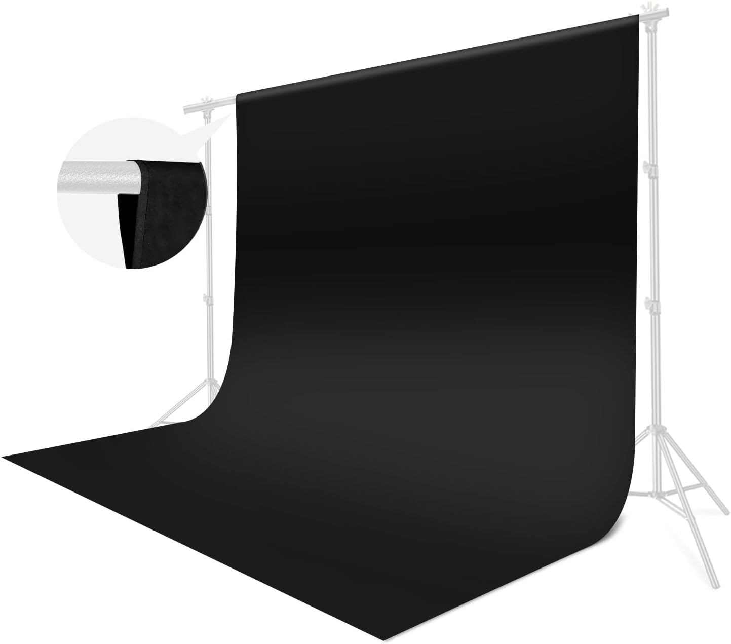 Black Backdrop 10x10ft, Photo Backdrop Curtain for Photoshoot, Pure Photographic Studio Backgrounds, Thick Polyester Fabric Photography Black Screen for Party Portraits Video Recording (Backdrop Only)