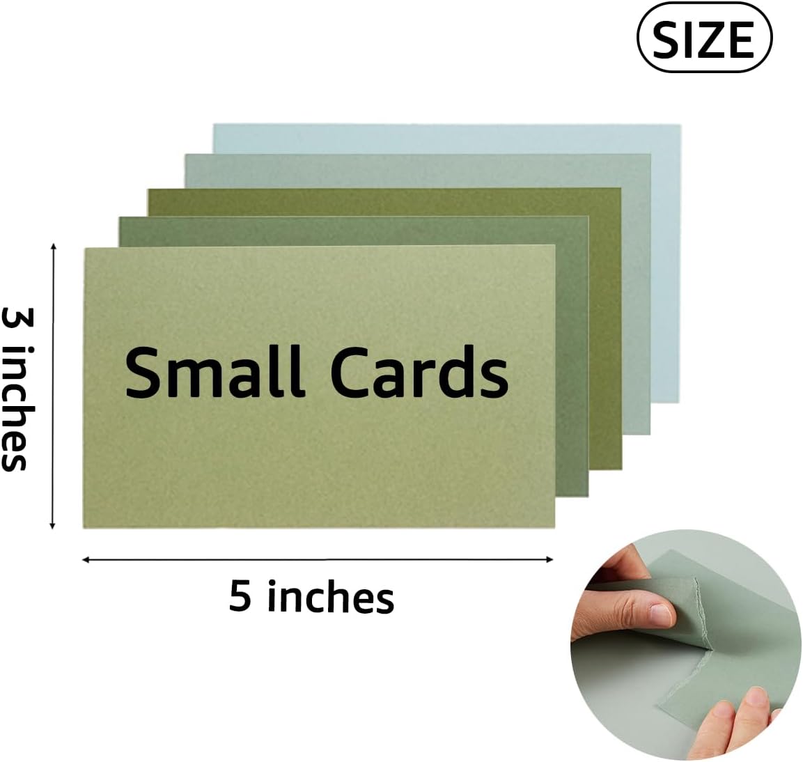 50 Sheets 3x5 Small Colored Cardstock Paper 5 Colors Blank Flash Cards, 250 GSM Heavy Card Stock for DIY Art Projects, Cards (Green)
