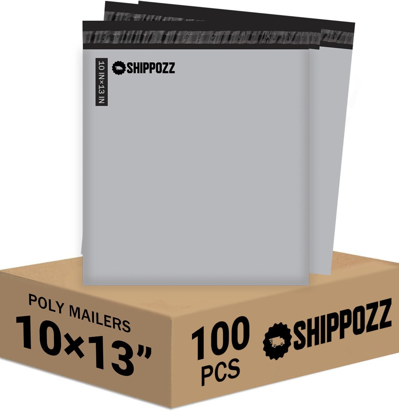 10 x 13 100pcs Shippozz Poly Mailers – Durable Shipping Envelopes with Strong Adhesive Seal, Waterproof and Tear-Resistant Design – Ideal for Clothing, Books, and Accessories