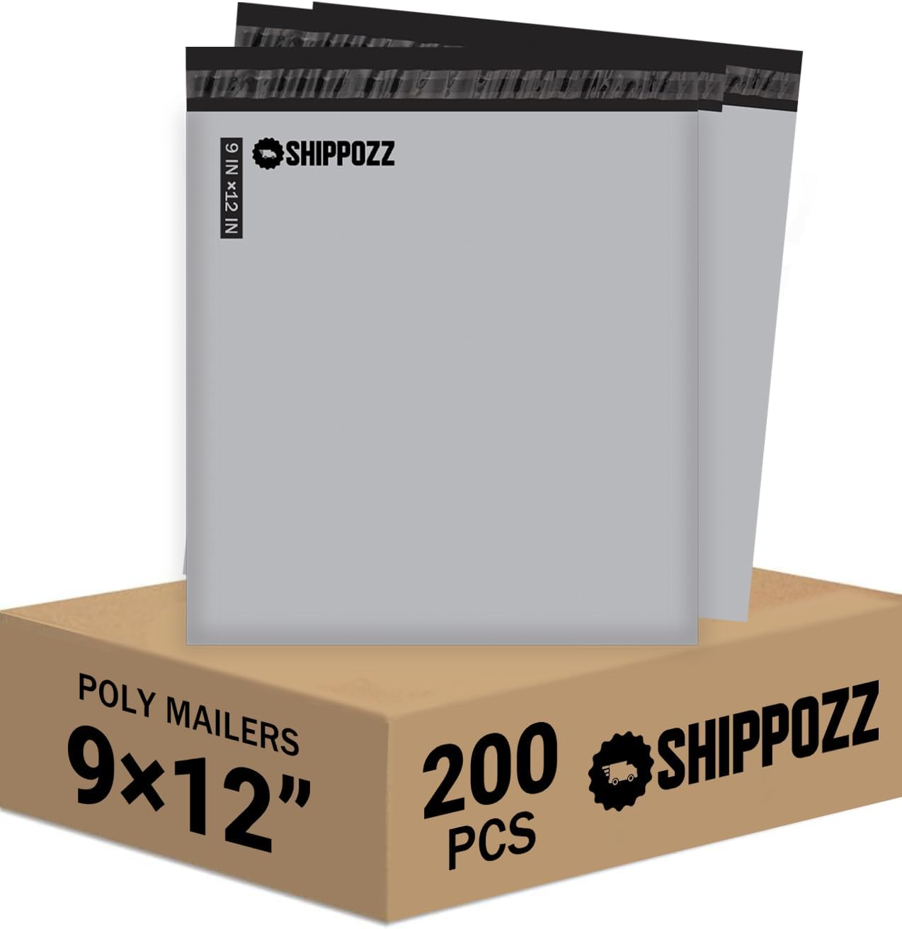 9 x 12 200pcs Shippozz Poly Mailers – Durable Shipping Envelopes with Strong Adhesive Seal, Waterproof and Tear-Resistant Design – Ideal for Clothing, Books, and Accessories