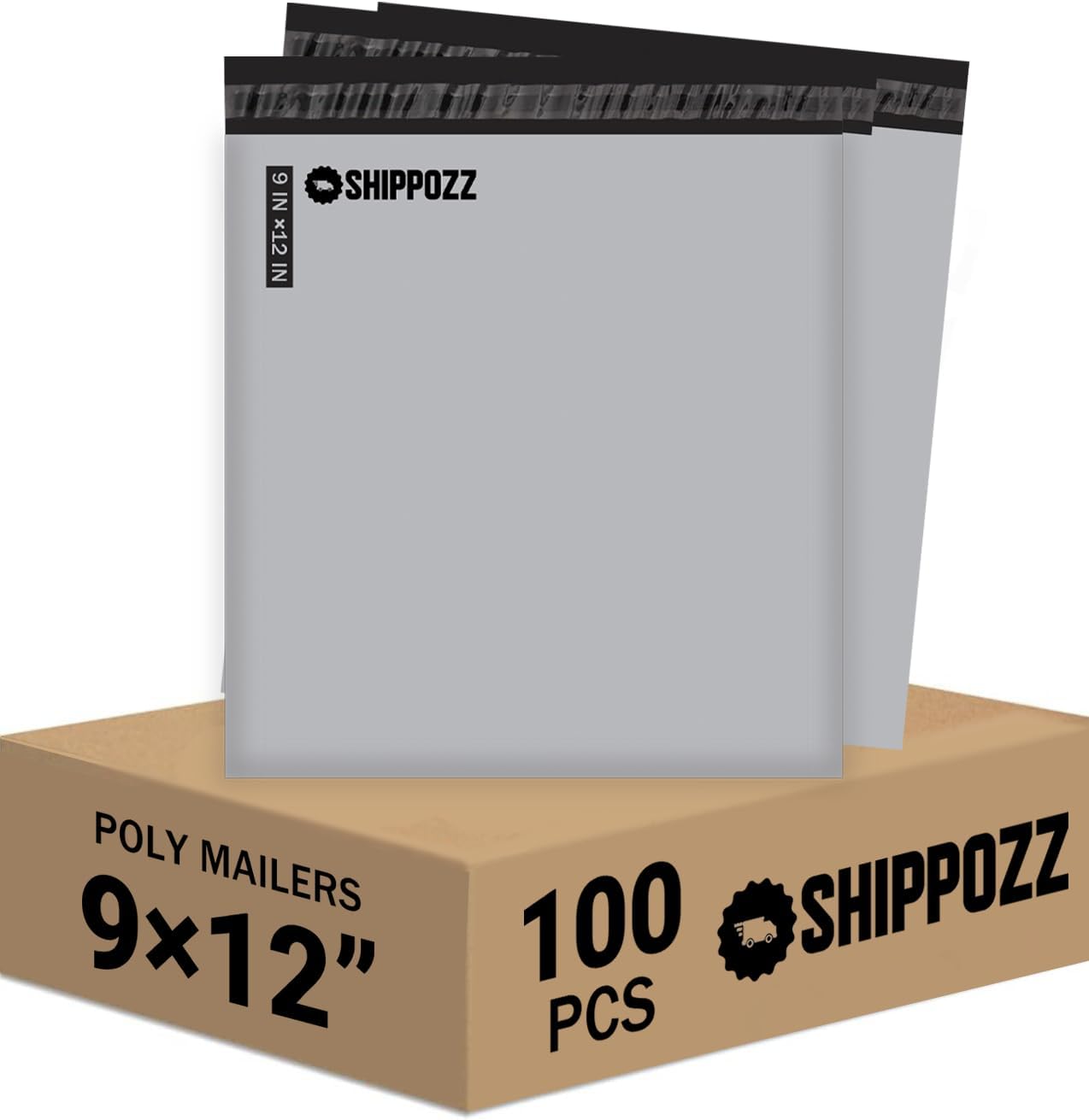 9 x 12 100pcs Shippozz Poly Mailers – Durable Shipping Envelopes with Strong Adhesive Seal, Waterproof and Tear-Resistant Design – Ideal for Clothing, Books, and Accessories