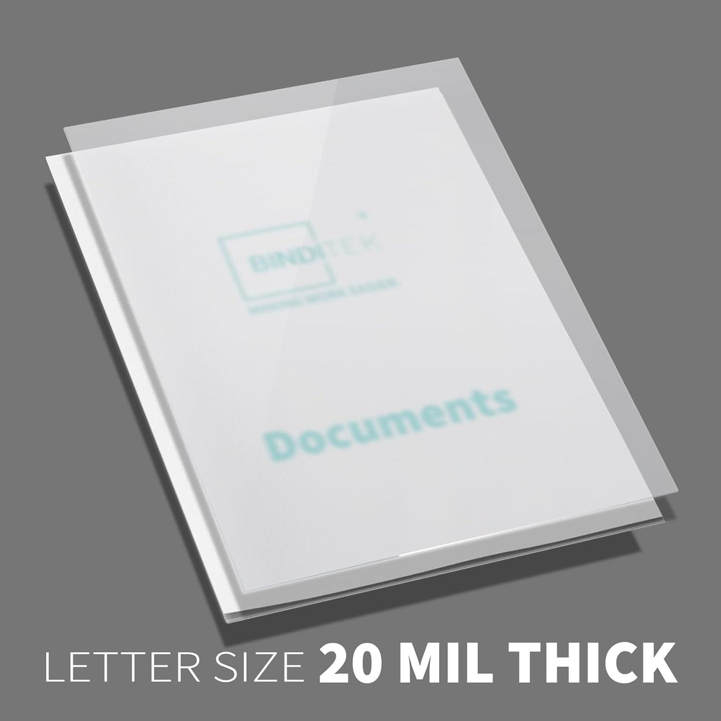 Binditek 50 Pack 20 Mil Frosted Polycover, Semi-Transparent Binding Covers, 8-1/2 x 11 Inches, Lightly Textured Sand Finish, Square Corners, Unpunched