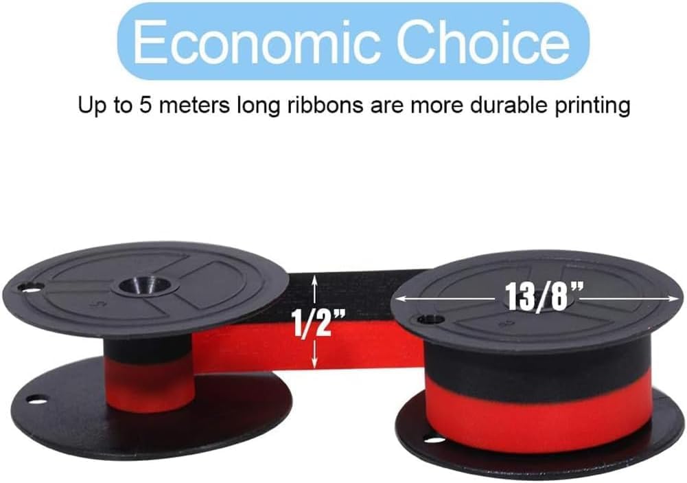 3-Pack Universal Twin Spool Calculator Ribbon, More High Ink Content Version, Compatible with GR24 Porelon 11216 Replacement for Nukote BR80c, Sharp El 1197 P III, Dataproducts R3027,Black/Red