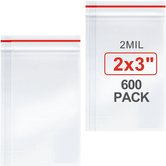 600Pcs 2x3 Inch Mini Plastic Bags, Resealable Small Zip Baggies for Small Business, Storage, Gifts, Candy, Screws, Jewelry, Daily Pills