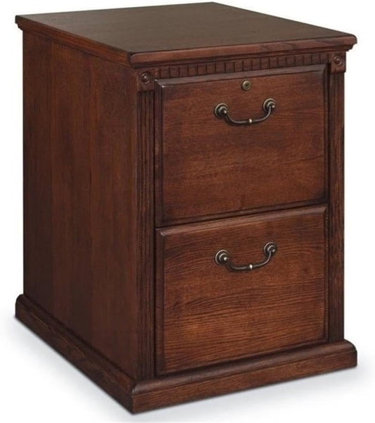 BOWERY HILL 2 Drawers 29" Vertical Oak Wood Filing Cabinet Lockable Pre-Assembled Stationary for Home, Office