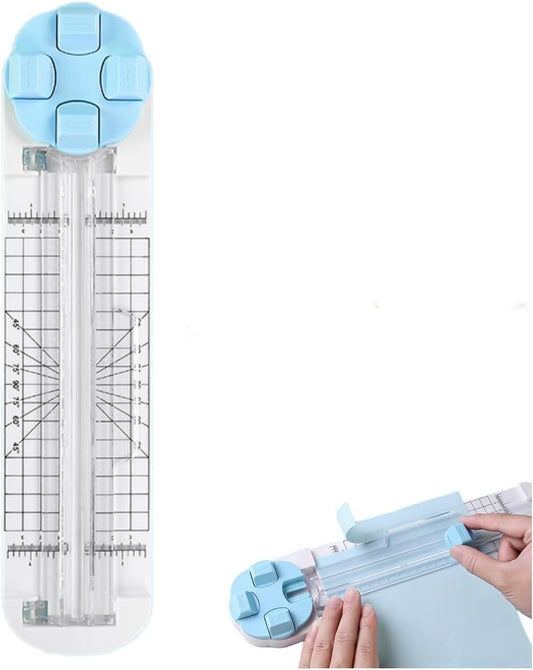 4-in-1 Multi-Function Paper Trimmer,Bidirectional Papers Cutter, Equipped with Straight,4 in 1 Paper Cutter 4 Styles Craft Paper Cutter Multi-Function Scrapbooking Tool (Blue)