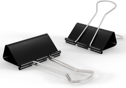48-Pack 1.25 Inch Binder Clips, Heavy Duty Black Clips Hold 150 Sheets, Rust-Proof with Smooth Edges for Office, Cable, Kitchen Food Organization