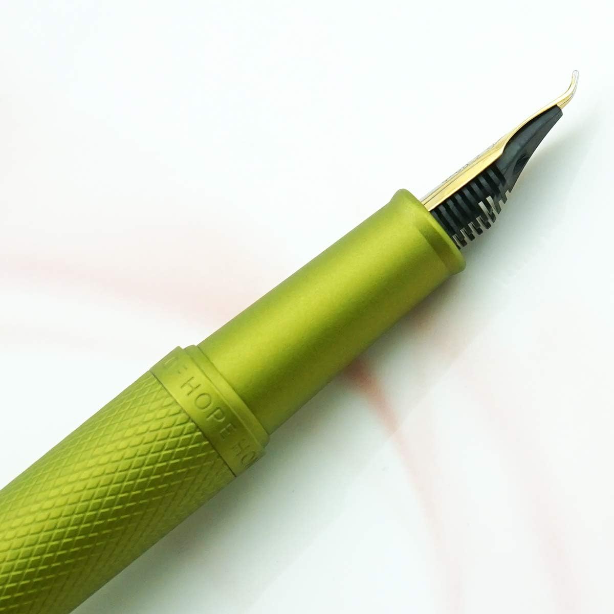 Asvine Mustard Yellow Forest Fountain Pen Bent Nib, Classic Design with Converter and Metal Pen Case, The Light of Hope Serise