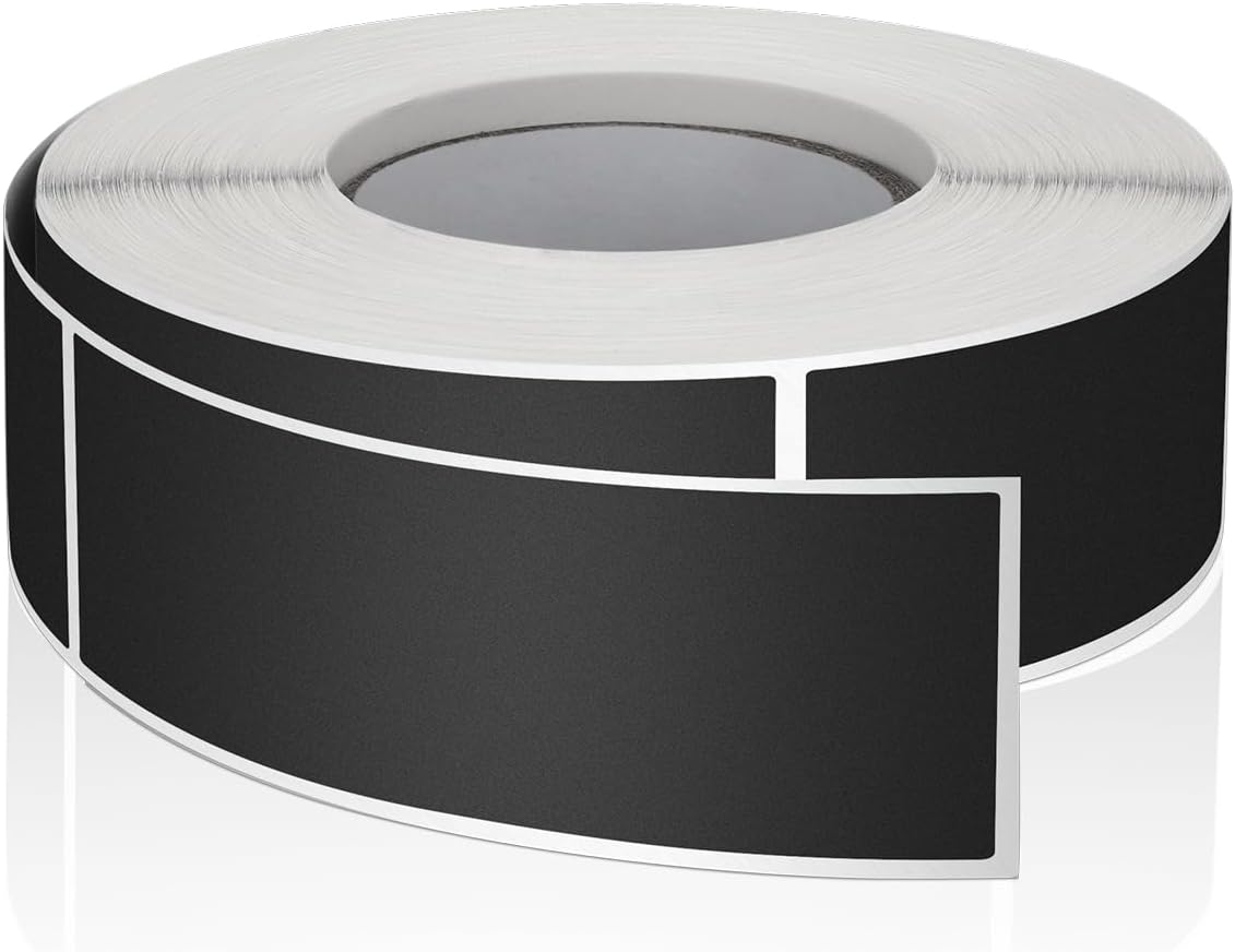 Black Rectangle Stickers 3 x 1 Inch Color Coding Labels Vinyl Roll Self-Adhesive Waterproof Removable 500 PCS