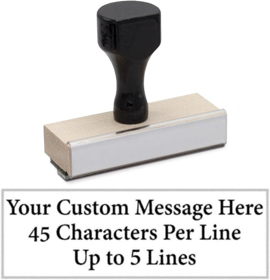 Infusion Custom Text Traditional Wood Stamp with Plastic Handle, 1" x 3"