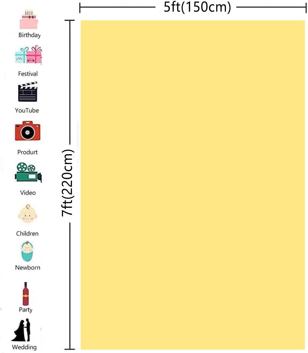 5X7ft Yellow Backdrop Background for Portrait Photography Photo Booth Backdrop for Photoshoot Background