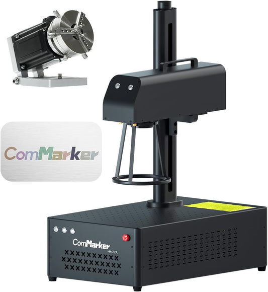 B4 30W JPT Mopa Fiber Laser Engraving Machine with Rotary Axis,Support Lightburn Laser Engraver with 2Lens,2in1 Desktop Handheld Color Marking Machine for Stainless Steel,Ring,Tumbler