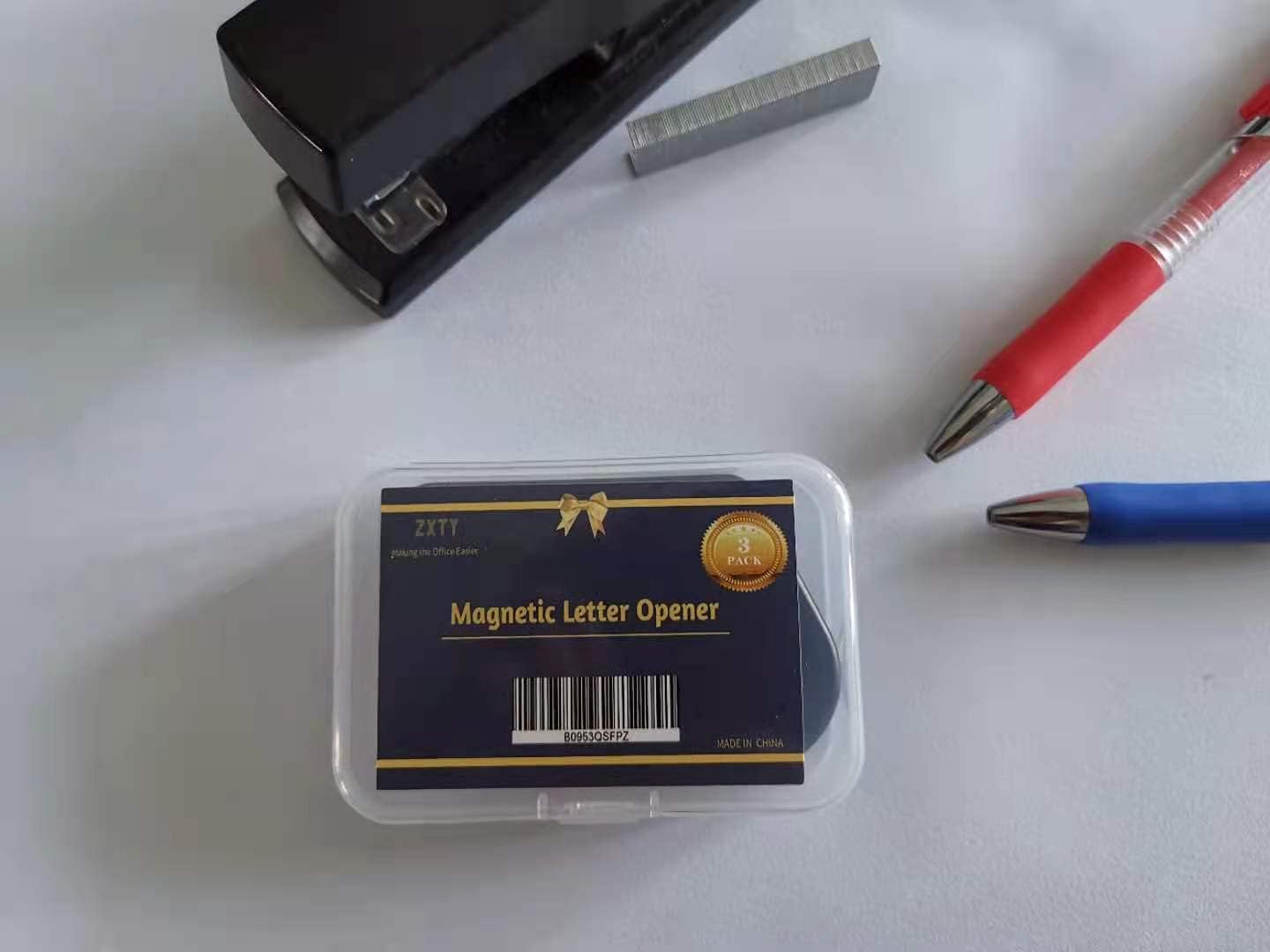 Magnetic Letter Openers Envelope,3 Pack,Envelope Opener Slitter,Mail Openers Blade with Magnet,Letter Opener for Women,Envelope Cutter (Black)