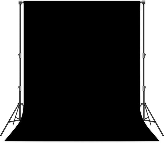 8 x 10 FT Black Backdrop - Premium Polyester for Video Streaming, Portrait Photoshoot, Wall Mounted, Parties and Small Events