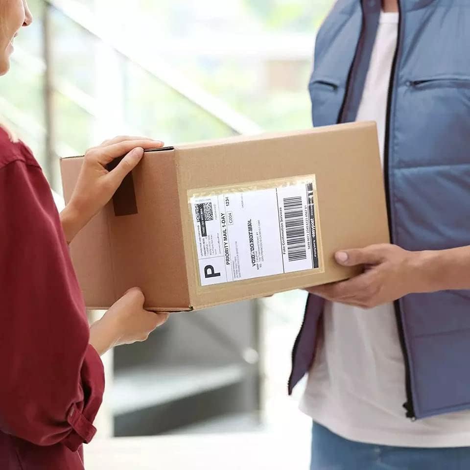 7.5'' x 5.5'' Packing List Pouches, Shipping Label Envelopes Clear Self-Adhesive Top Loading (7.5x5.5 in-100 Bags)