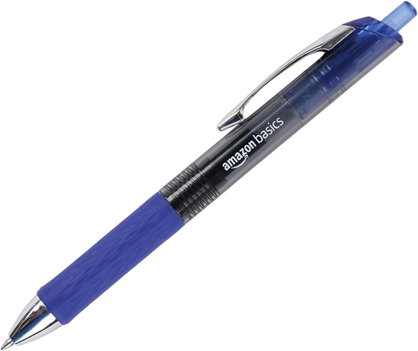 Amazon Basics Gel Pens Fine Point Smooth Writing Pens, Retractable, Blue, 0.7mm, 12 Pack