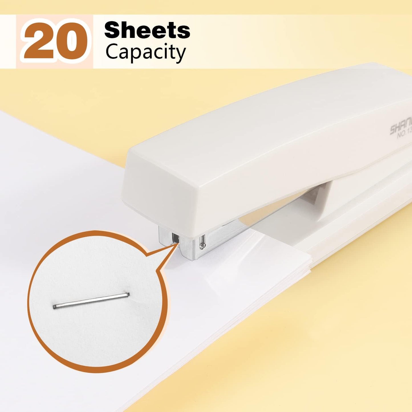 Tamaki Stapler, Office Stapler, Small Staplers for Desk, White