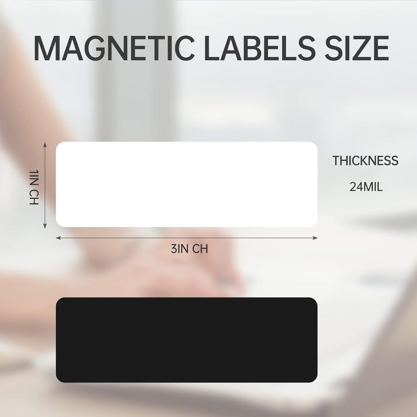 100-Pack Dry Erase Magnetic Labels - Waterproof, Eco-Friendly, Reusable Magnetic Name Tags for Classroom, Office, Cabinet, Whiteboard, Fridge & More (White, 1x3 Inches)…