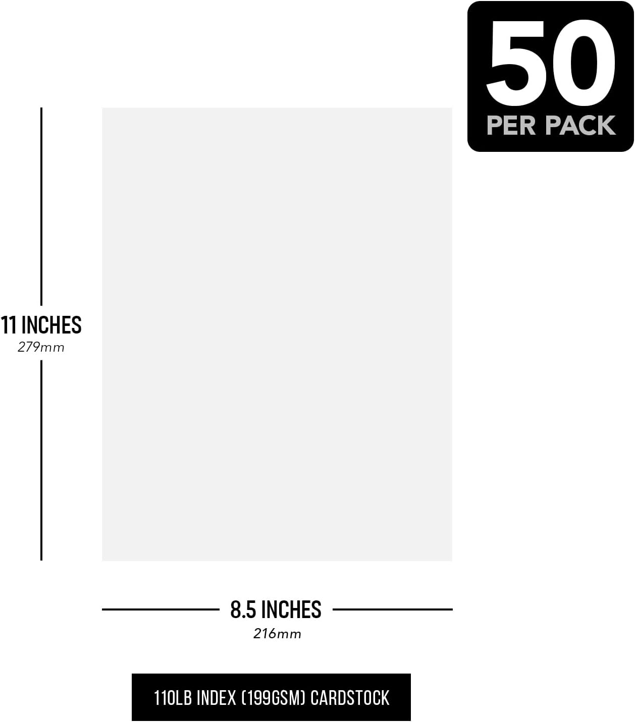 8.5 x 11" White Pastel Color Cardstock Paper - Great for Arts and Crafts, Wedding Invitations, Cards and Stationery Printing | Medium to Heavy Card Stock 110lb Index (199gsm) | 50 Sheets per Pack