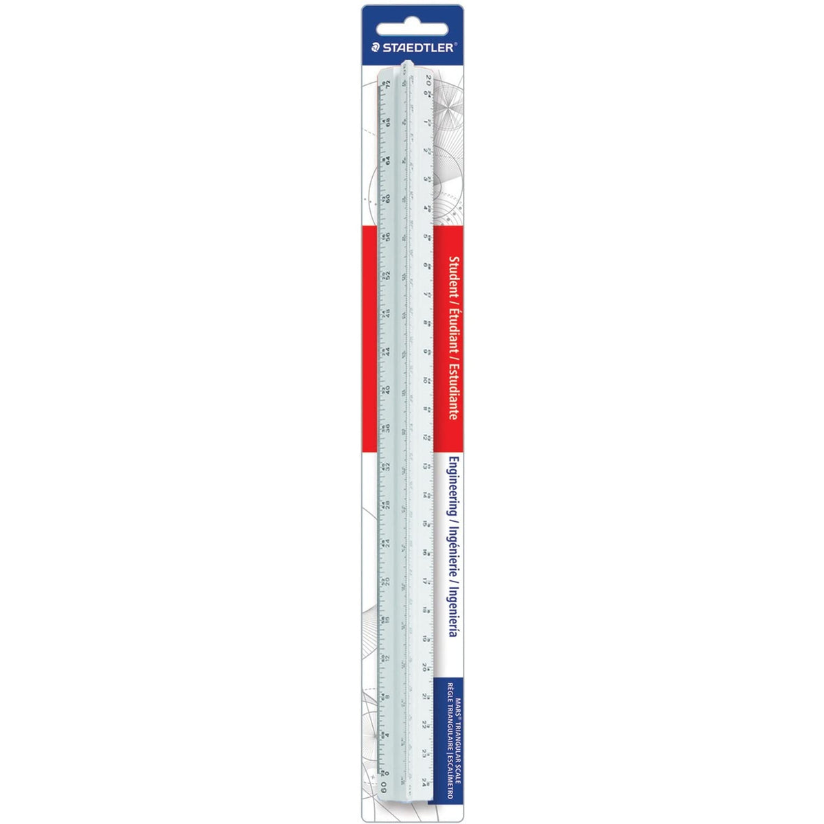 STAEDTLER 12in Engineer Scale Ruler - Triangular Engineering Ruler wit ...