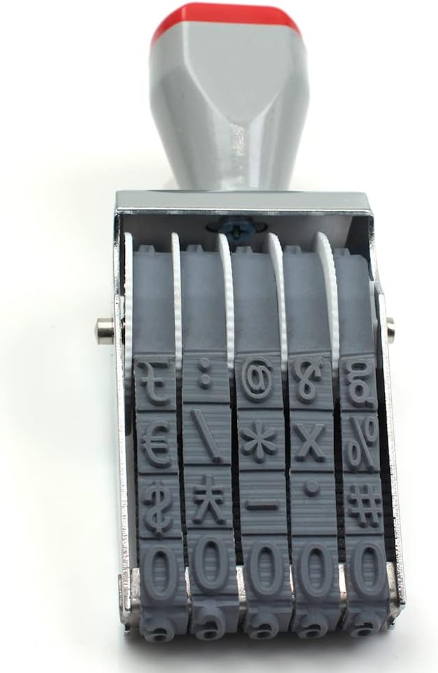 5 Digits Number Stamps,Roller Stamp Personalized Number Stamps 0-9 Symbol Rolling Wheel Stamp Multi-Function DIY Scrapbooking Ink Stamps