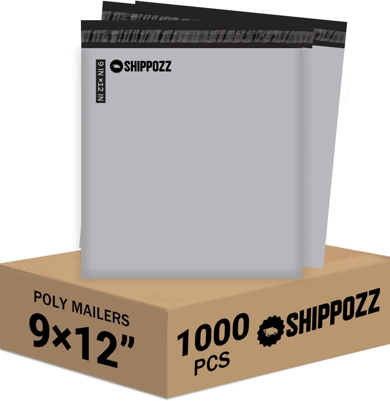 9 x 12 1000pcs Shippozz Poly Mailers – Durable Shipping Envelopes with Strong Adhesive Seal, Waterproof and Tear-Resistant Design – Ideal for Clothing, Books, and Accessories