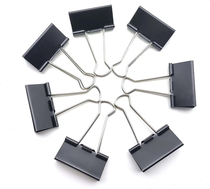 100 Pack Medium Binder Clips, Standard 32mm/1.25 in Binder, Durable Medium Black Binder Clips Bulk, Office Binder Supplies, Paper Binders, Metal Binders for Filing, Office, School, Home