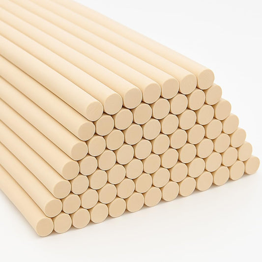 ALBO Wooden Dowel Rods 100 PCS 1/8" x 6" Inch Round Wood Sticks for Crafts, DIY Projects and Macrame Hardwood Assorted Bouquet Sticks Cake Dowels for Tiered Cakes