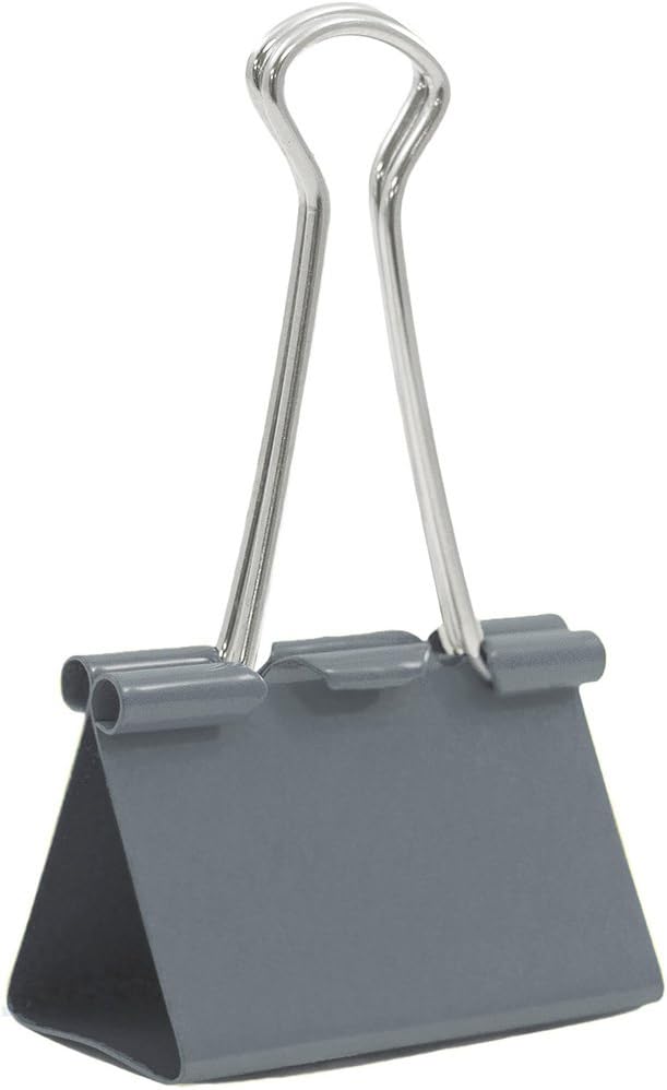 JAM PAPER Colorful Binder Clips - Large - 1 1/2 Inch (41 mm) - Grey Binderclips - 12/Pack