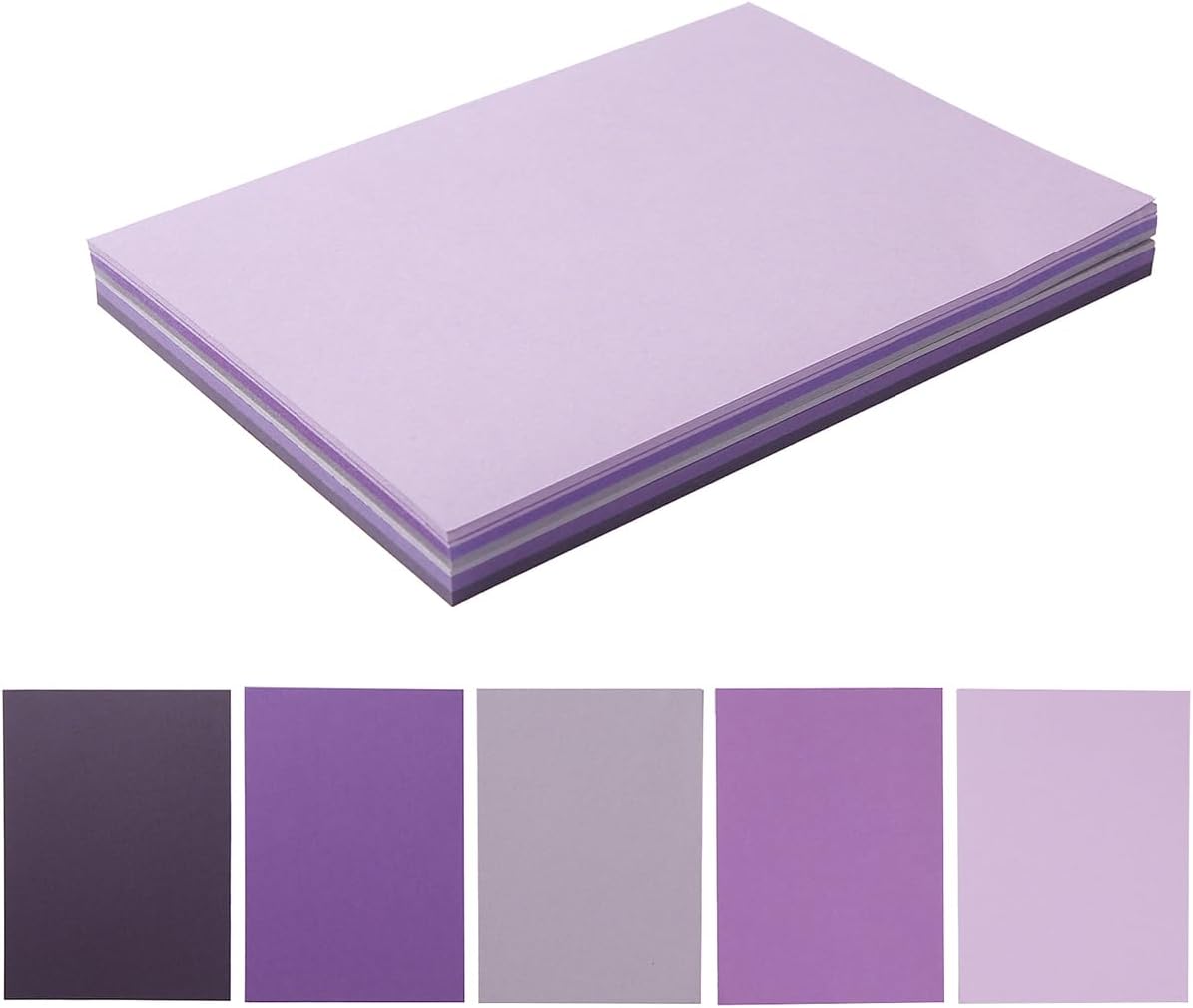 50 Sheets Colored Cardstock Paper 5 Colors, 250 GSM Heavy Card Stock for DIY Art Projects, Cards (Purple, 5x7)