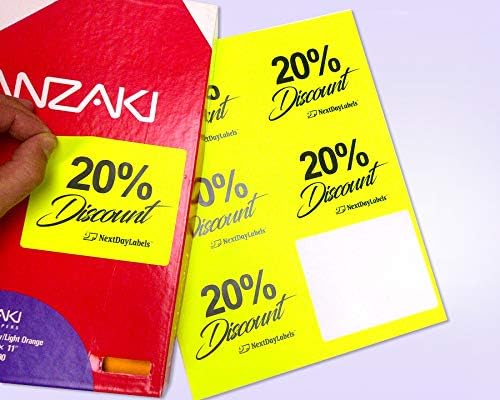 8-1/2 x 11 Neon Color High Light Fluorescent Labels for Laser & Inkjet Printer (Yellow Fluorescent, 4" x 3-1/3" - 6 Per Page | 150 Labels)