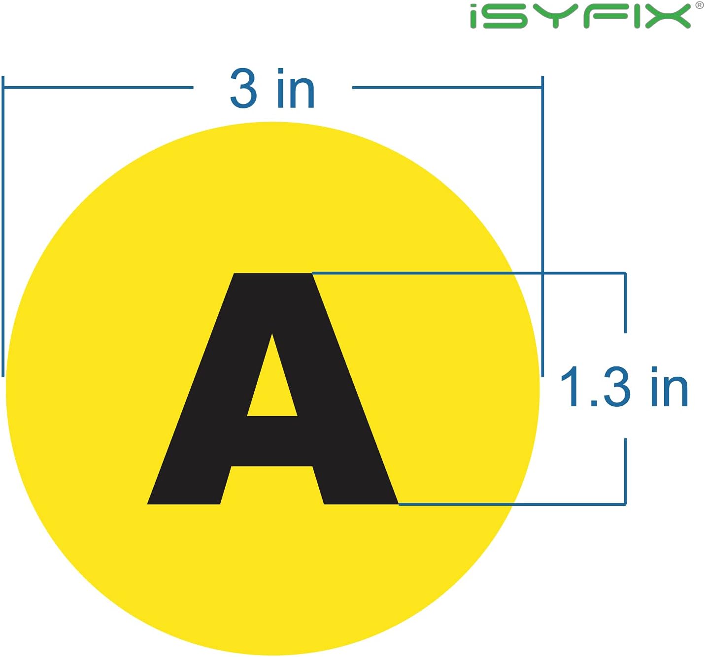 iSYFIX Yellow Vinyl Letters Stickers - 3 inch Self-Adhesive, A to Z, 4 of Each Letter - Decal for Indoor & Outdoor, for Inventory, Storage, Organizing, Alphabet for Boxes, Toolbox, Lockers & More