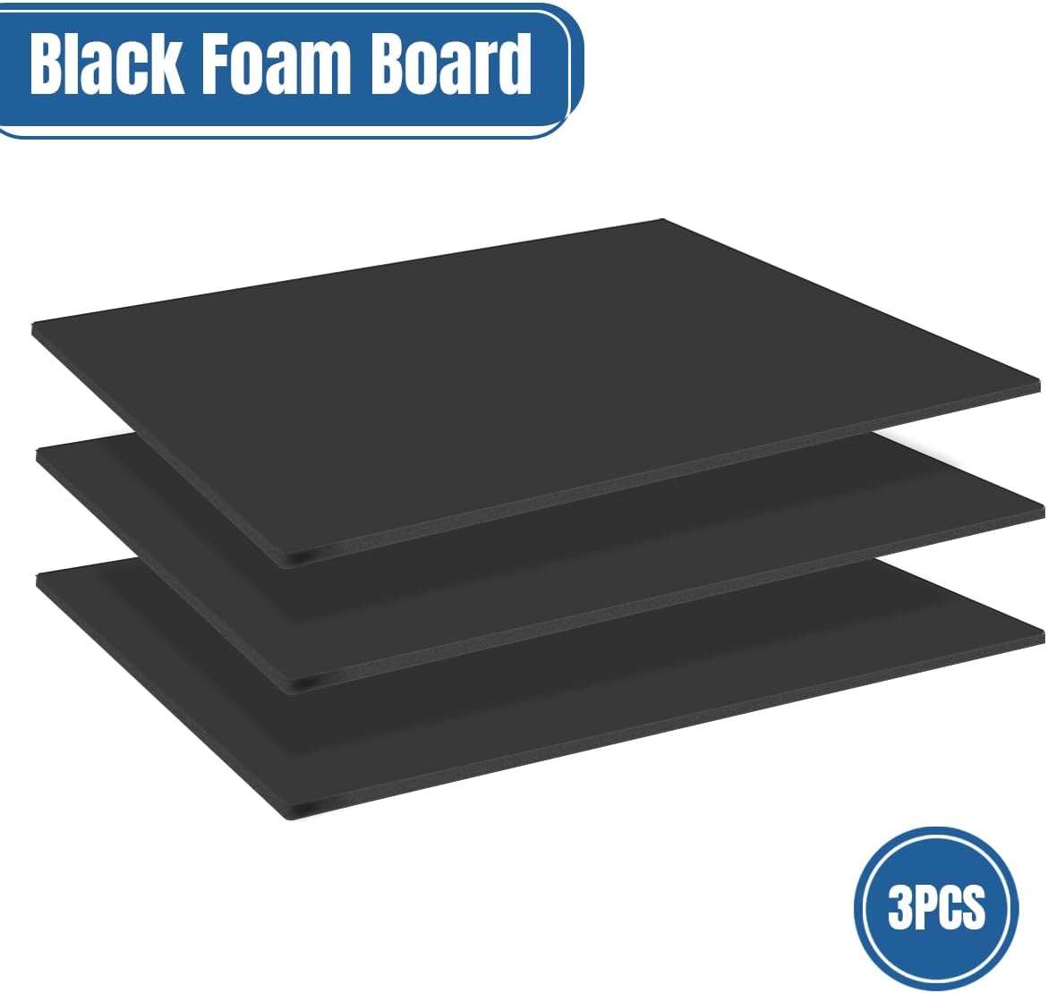 3 Pack Black Foam Board 24x36 3/16 Thick Foam Core Board for Projects Black Poster Board for Painting Displaying and Craft Projects