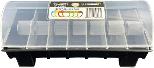 7-Slot Day of The Week Covered Label Dispenser (for 3/4" & 1" Labels) - Food Sticker Holder for Inventory Management and Meal Prep, Protects Labels Inside