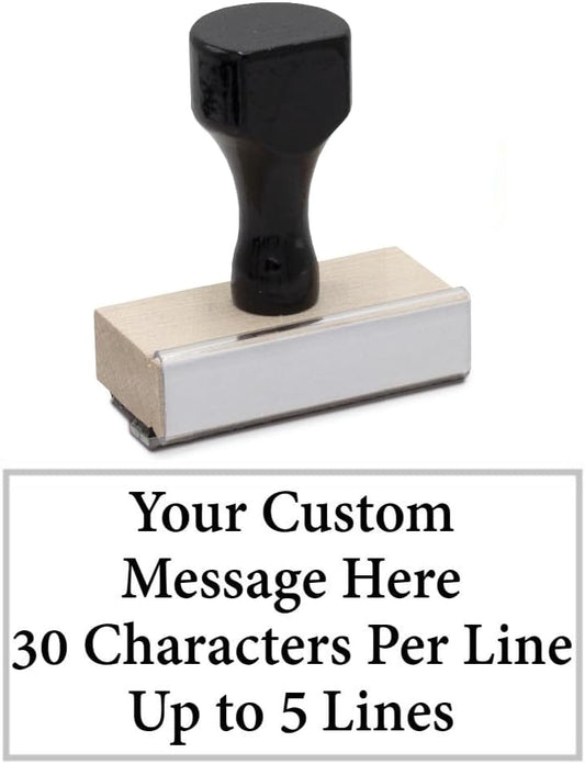 Infusion Custom Text Traditional Wood Stamp with Plastic Handle, 1" x 2"