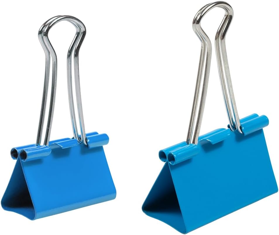 JAM PAPER Colorful Binder Clips Assortment - Medium & Large Size - Blue Binderclips - 27 Clips/Pack