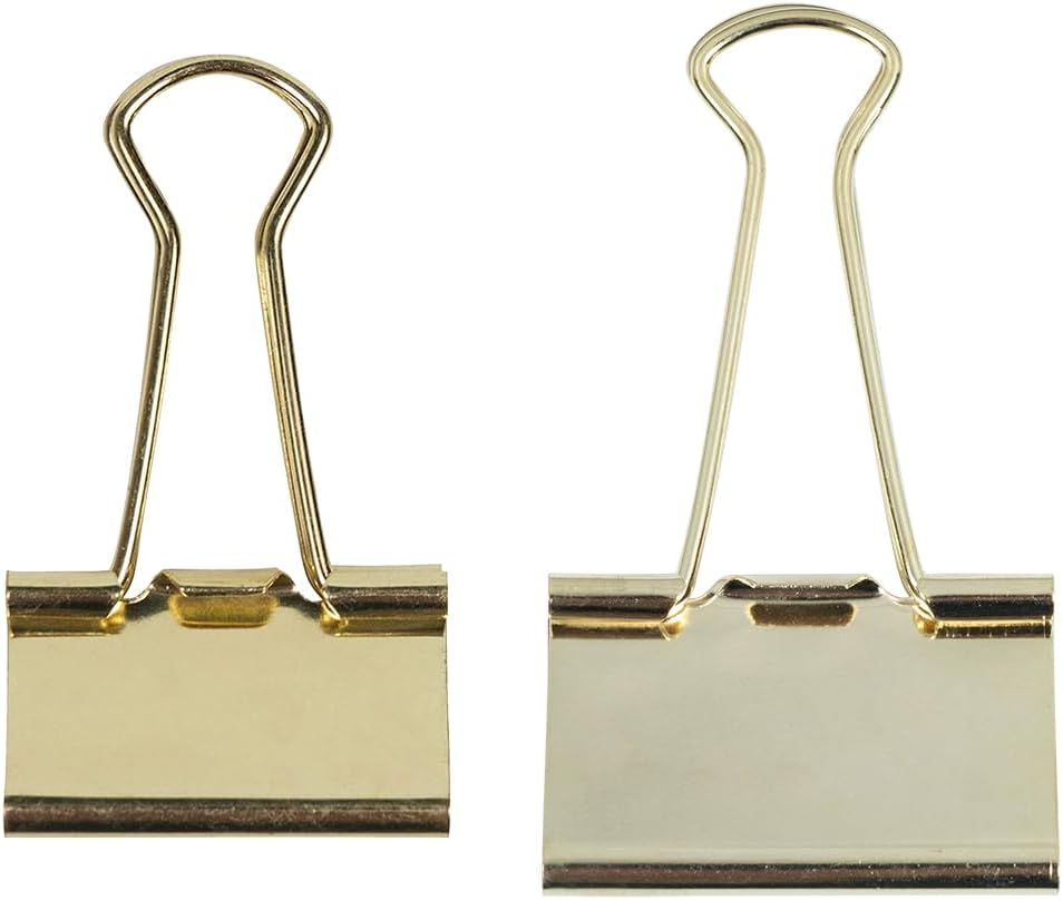 JAM PAPER Colorful Binder Clips Assortment - Medium & Large Size - Gold Binderclips - 27 Clips/Pack