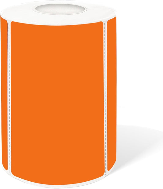 2×3 Inch Orange Removable Thermal Labels,Writeable,Removable,Thermally Printable,300 Sheets per Roll with Perforated Lines