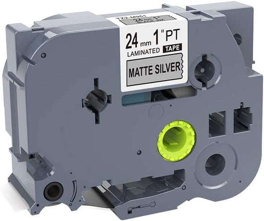1PK Black on Matt Silver Standard Laminated Label Tape Compatible for Brother P-Touch TZe-M951 TZM951 TZeM951(24mm x 8m)