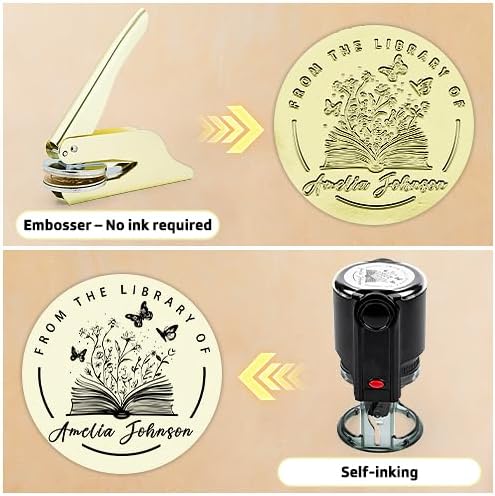Book Embosser Personalized | Embosser Stamp Custom | Ex Libris | Book Stamp Personalized | from The Library of | Floral Book Press | Library Stamp Personalized (Gold)