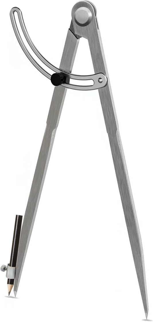 12 inch Compass for Geometry, Compass for Woodworking, Precision Woodworking Compass with Wing Divider and Pencil Holder, Large Compass for Geometry, Woodworking Compass, Drafting, Drawing Compass