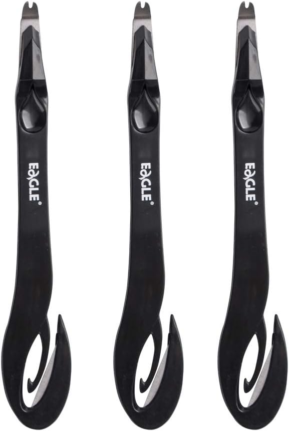 Eagle Staple Remover, Staple Puller, Push-Style, Built-in Letter Opener, 3-Pack, Black