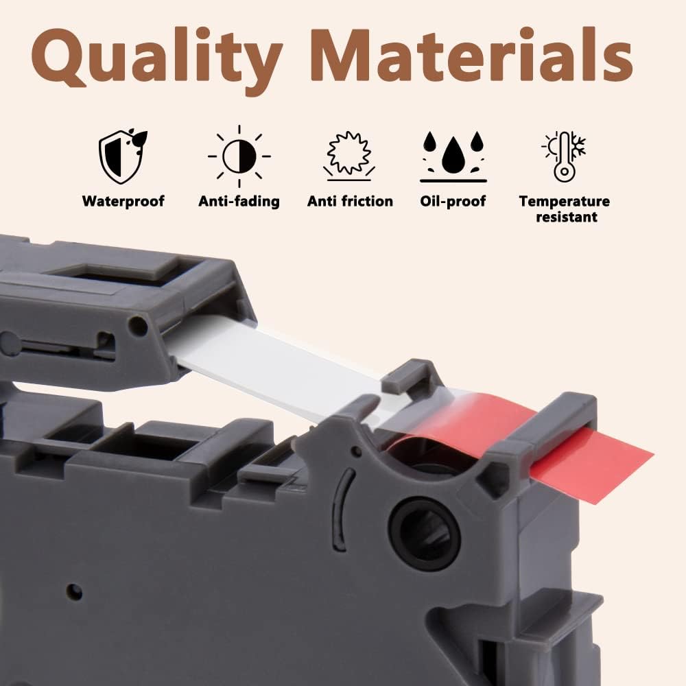 Hehua 18mm 0.7 White on Red Laminated Tape Compatible for Brother Label Maker Tape TZe-445 TZe445 TZ-445 TZ445 for P Touch PT D400 D450 D600 D610 P710BT, 3/4'' x 26.2ft White on Red, 3 Pack