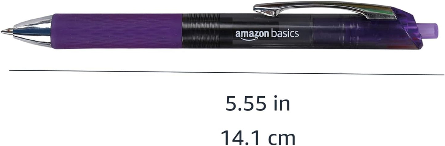 Amazon Basics Gel Pens Fine Point Smooth Writing Pens, Retractable, Assorted, 0.7mm, 12 Pack