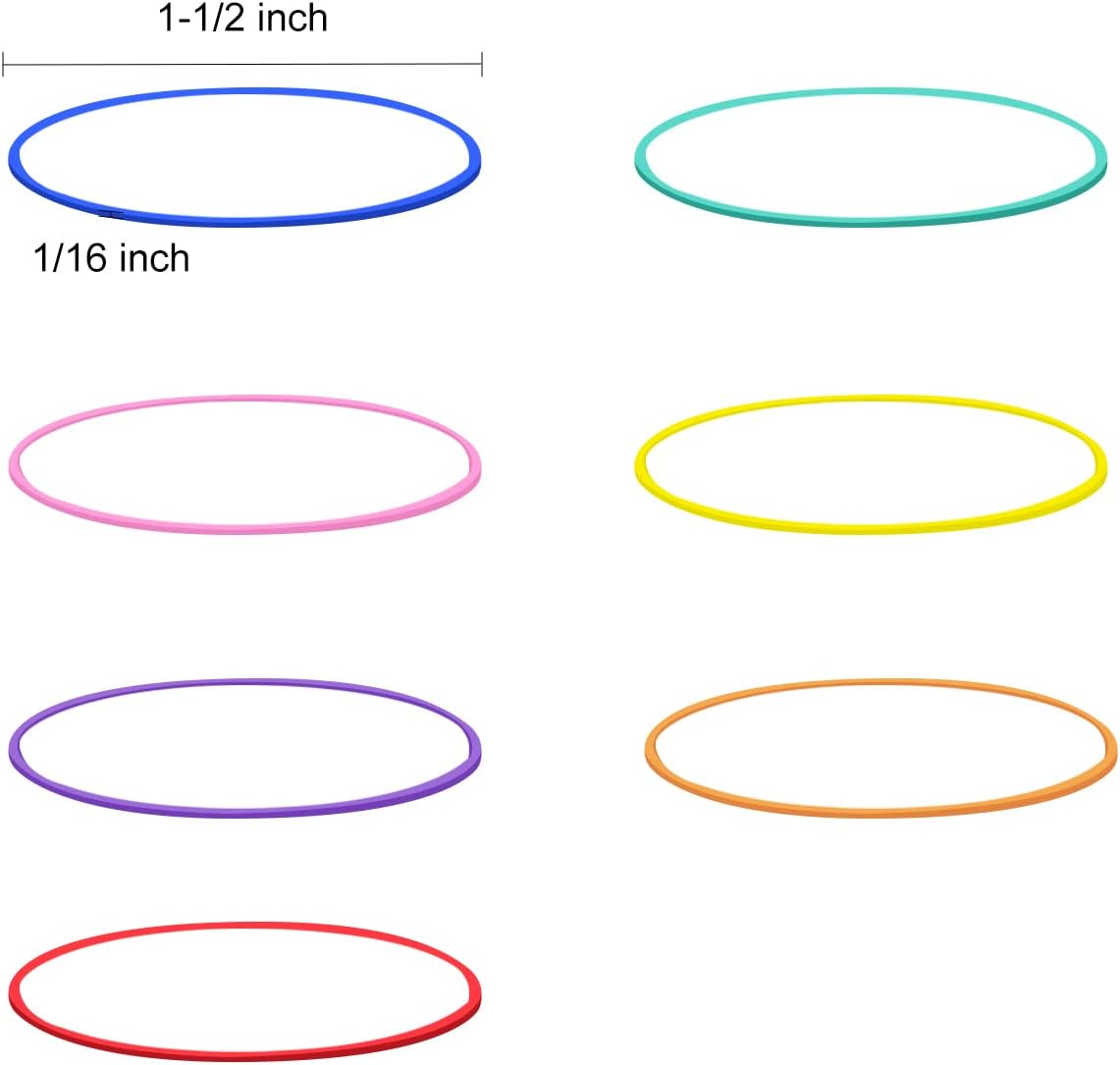 JIKIOU Multicolor Rubber Bands for School Home Office, 280PCS Colored Elastics Bands, Assorted Color Rubber Bands(Unstretched Diameter:1-1/2inch,Red,Yellow, Blue,Green,Pink,Purple,Orange）