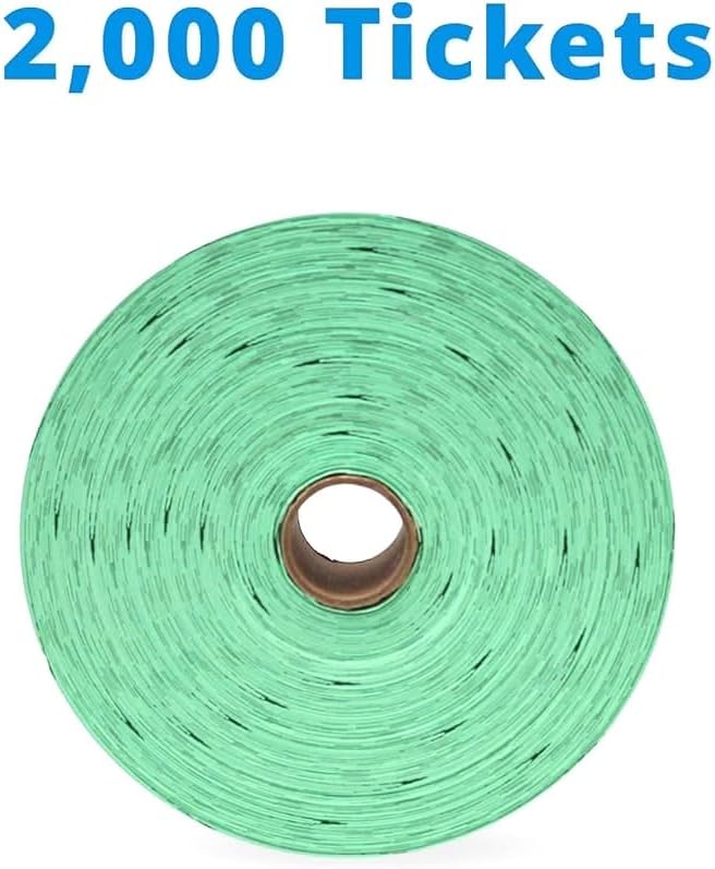 INDIANA TICKET CO. 2000 Raffle Tickets, Star, Green, Single Roll, Ticket for Events, Entry, Class Reward, Fundraiser & Prizes